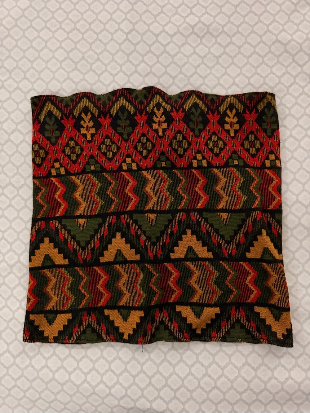 Patterned Aztec Knit Tube Top in Olive, Red & Mustard